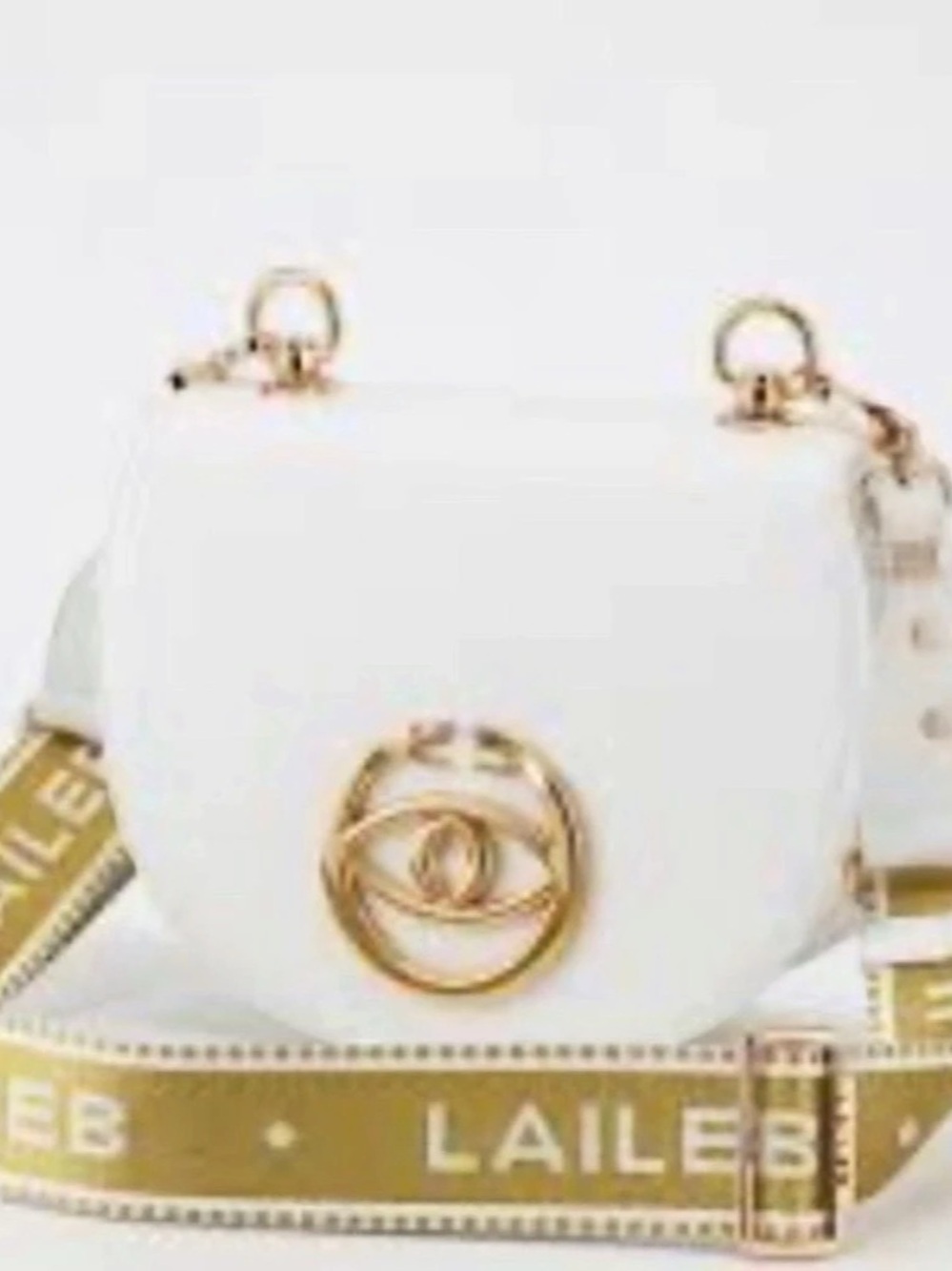 Laileb Crossbody Bag in White & Gold